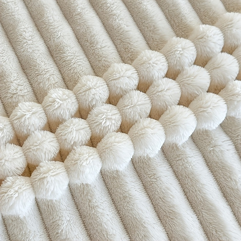 1pc Flannel Bedspread\u002FBlanket - 30 Thread Count Soft Bed Cover, Luxury Elegant Striped Bedspread Suitable for - Cozy Bedspread or Couch Throw, Machine Washable Bedding